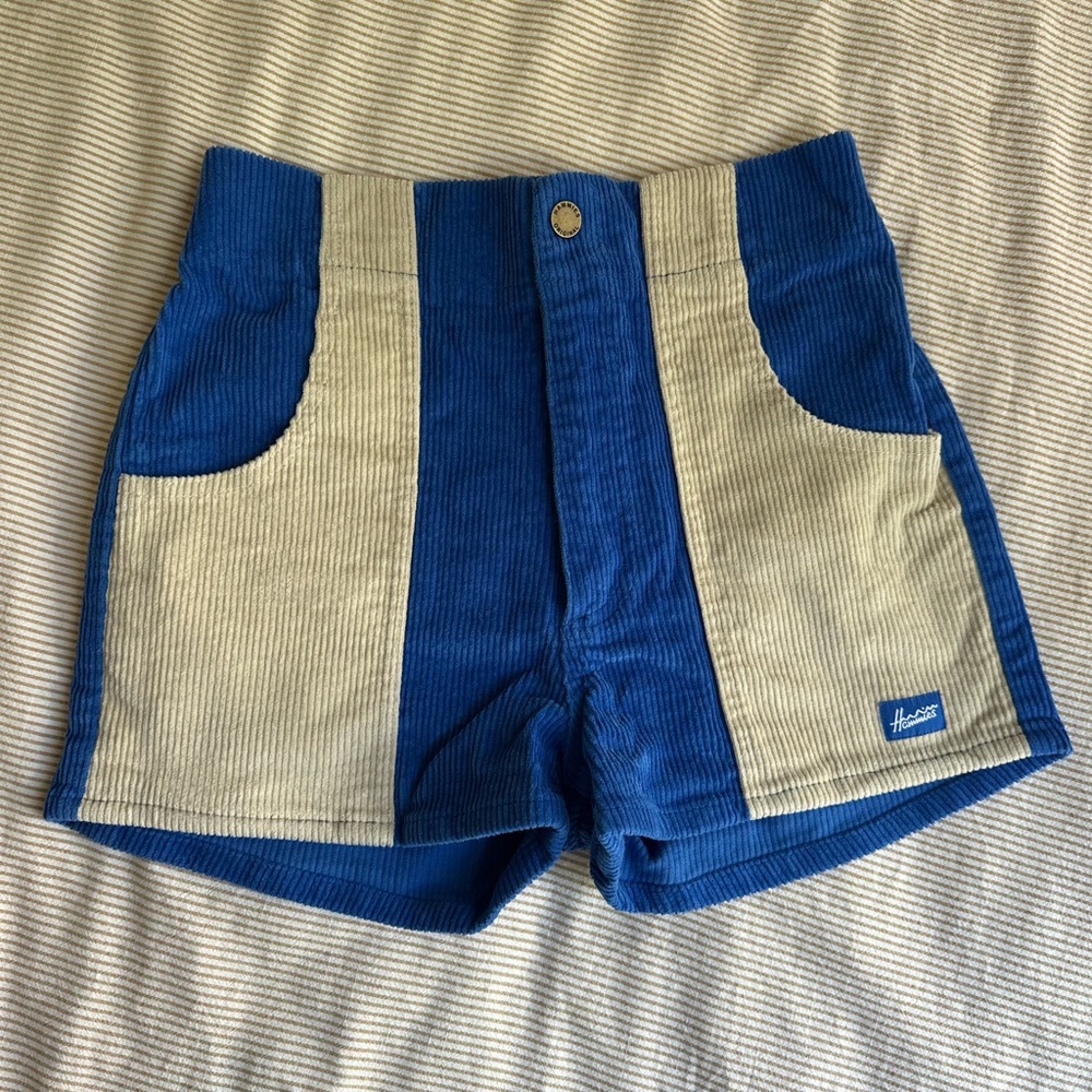 Hammies Women's High Waist Elastic Shorts in Blue and Sand